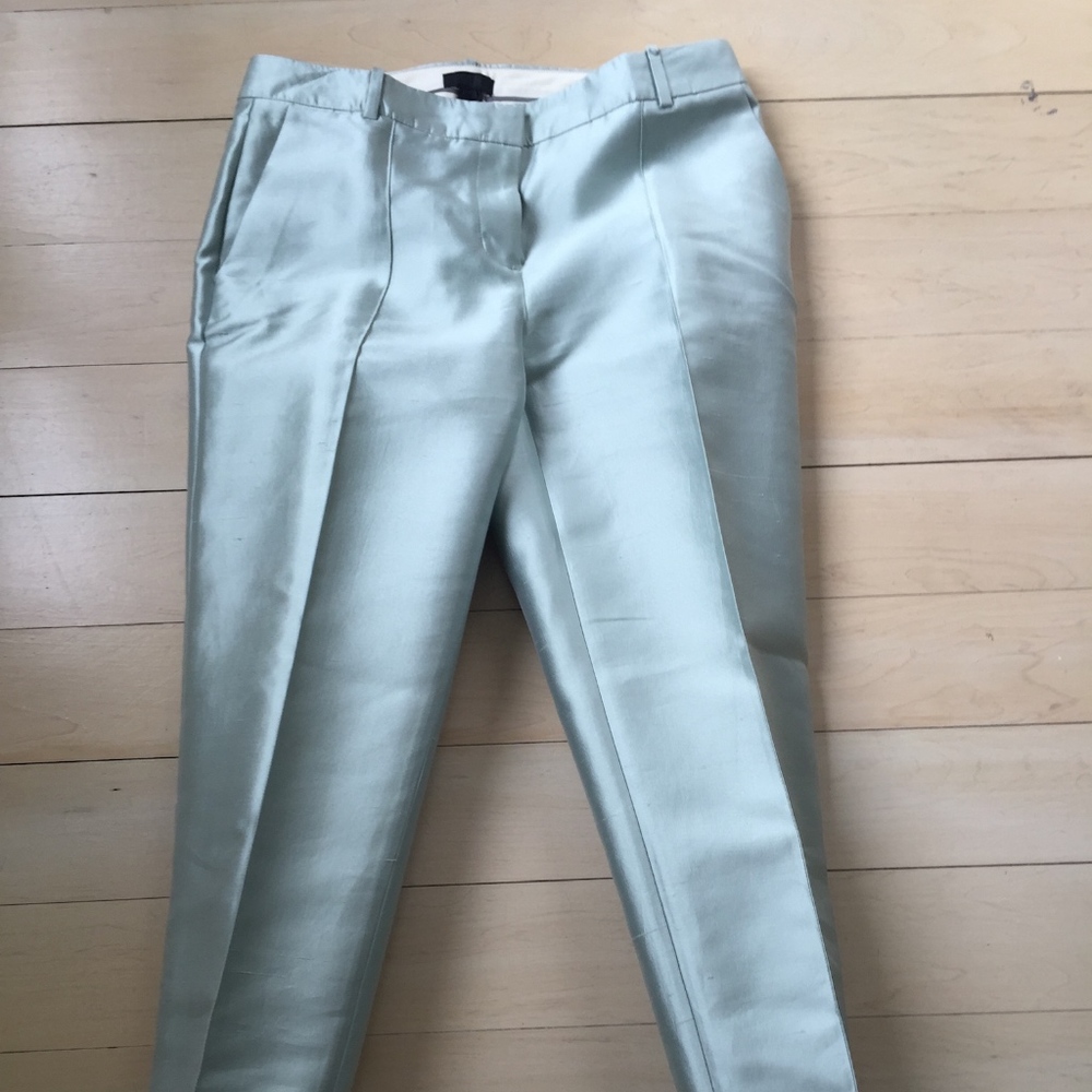 Mint Silk Shantung Trousers